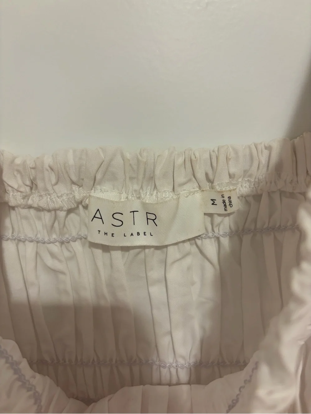 Astr White Smocked Puff-Sleeve Top